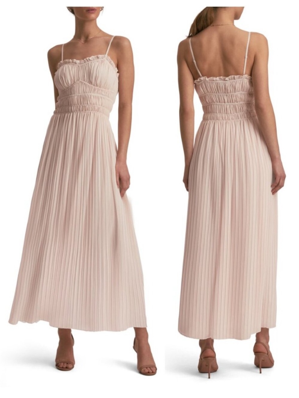 NWT Favorite Daughter Pleated Maxi Dress- Light Blush Pink